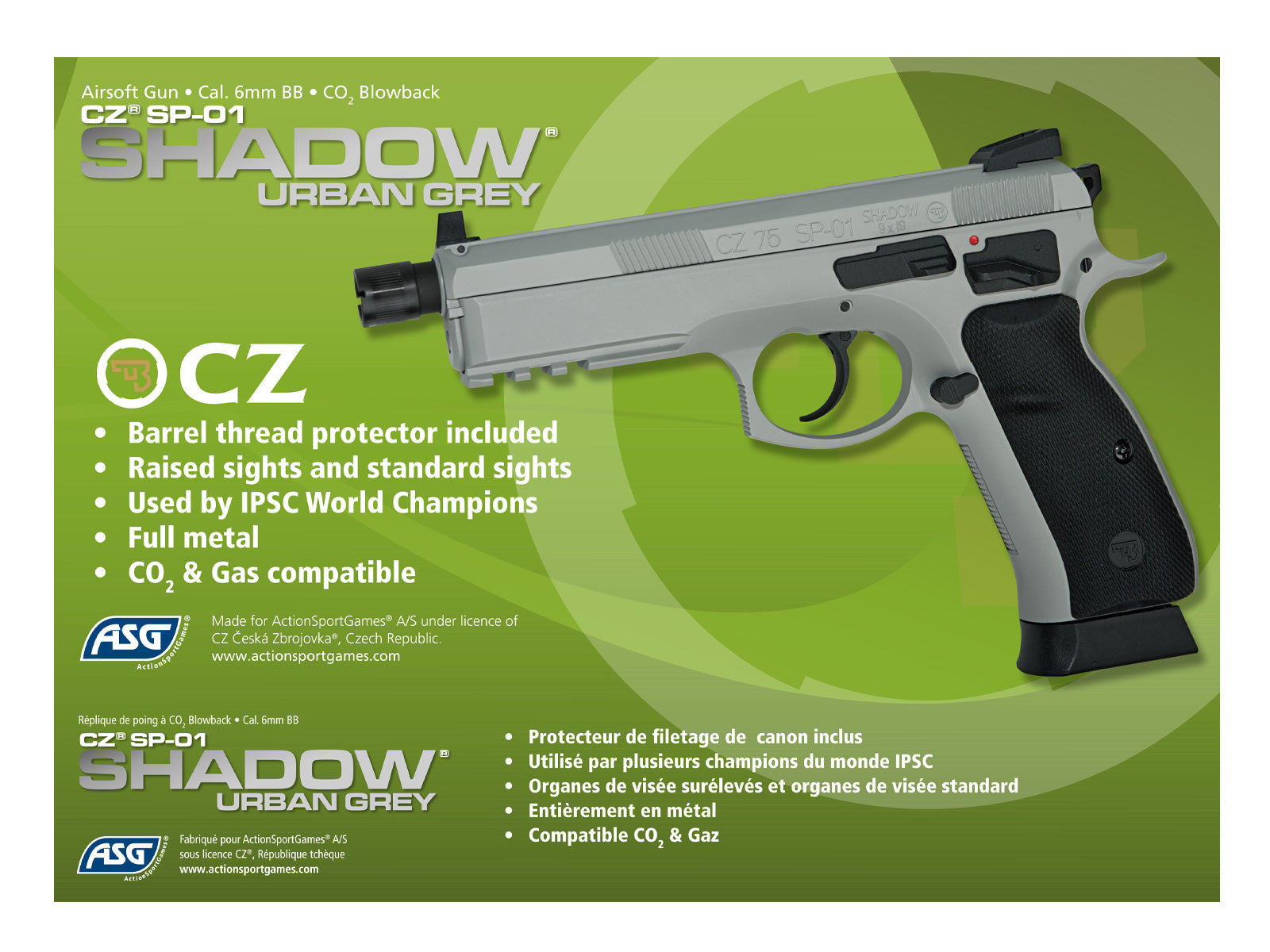 CZ Shadow 1 CO2 pistol, metal frame - Urban grey