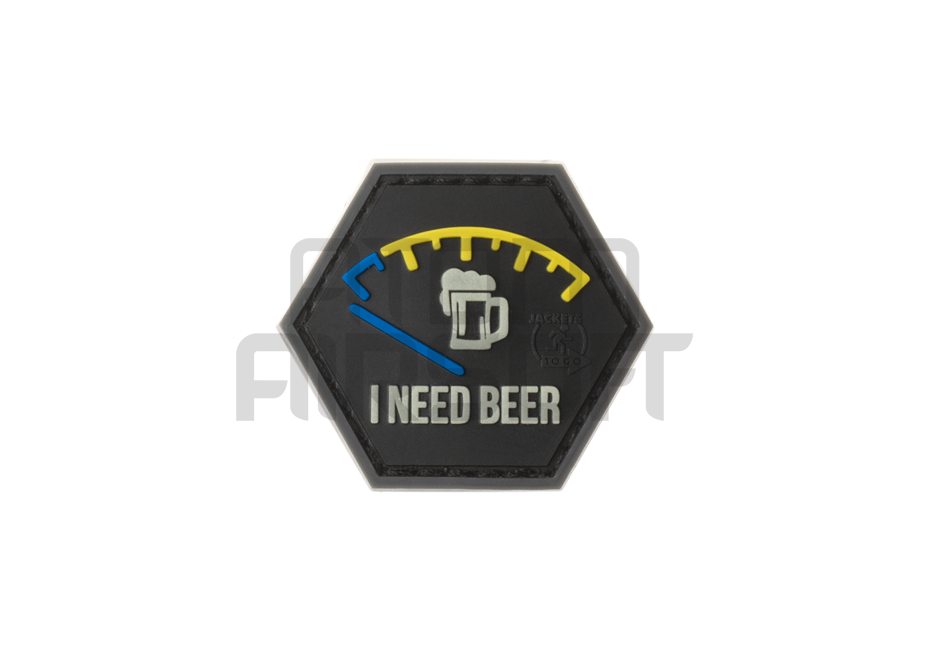 "I need beer" PVC velcromerkki