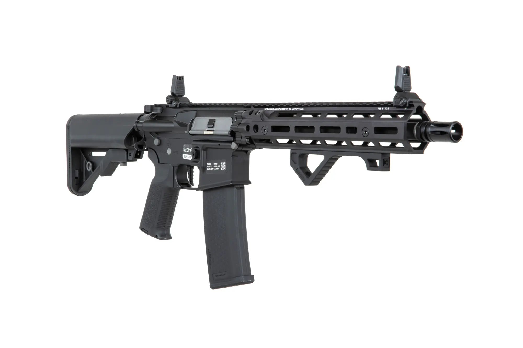 Daniel Defense® RIS III 10.5'' SA-P27 Prime™ HAL™ ETU harjattomalla moottorilla - musta