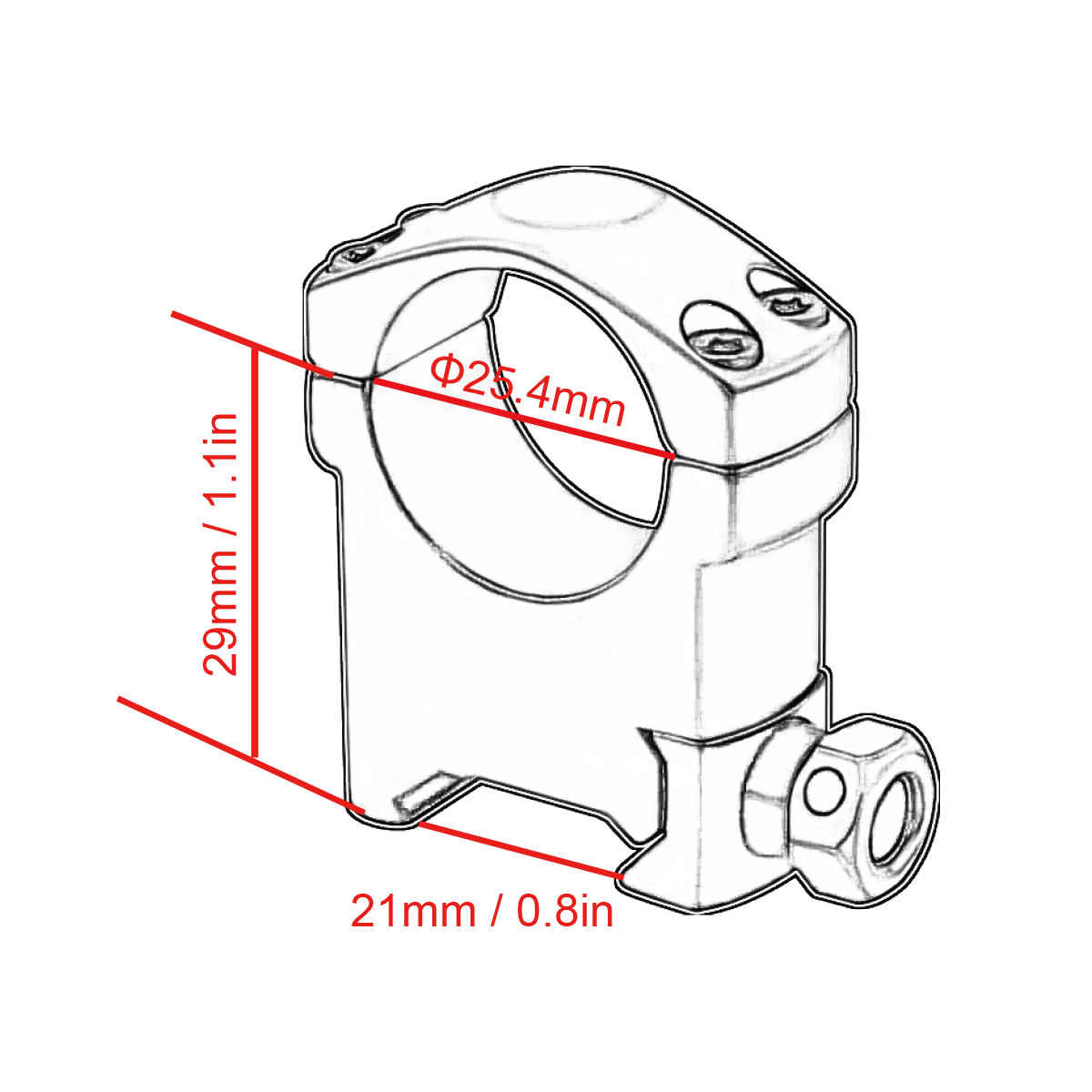 25,4 mm 1" korkeat kiväärin tähtäinrenkaat