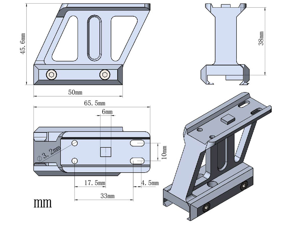 Cantilever korotettu tähtäinjalka, 38mm
