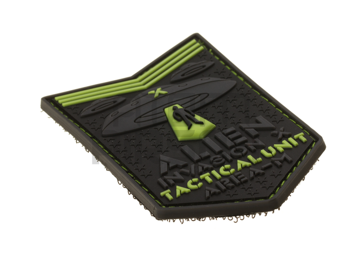 "Alien Invasion Tactical Unit" PVC velcro badge - glow in the dark