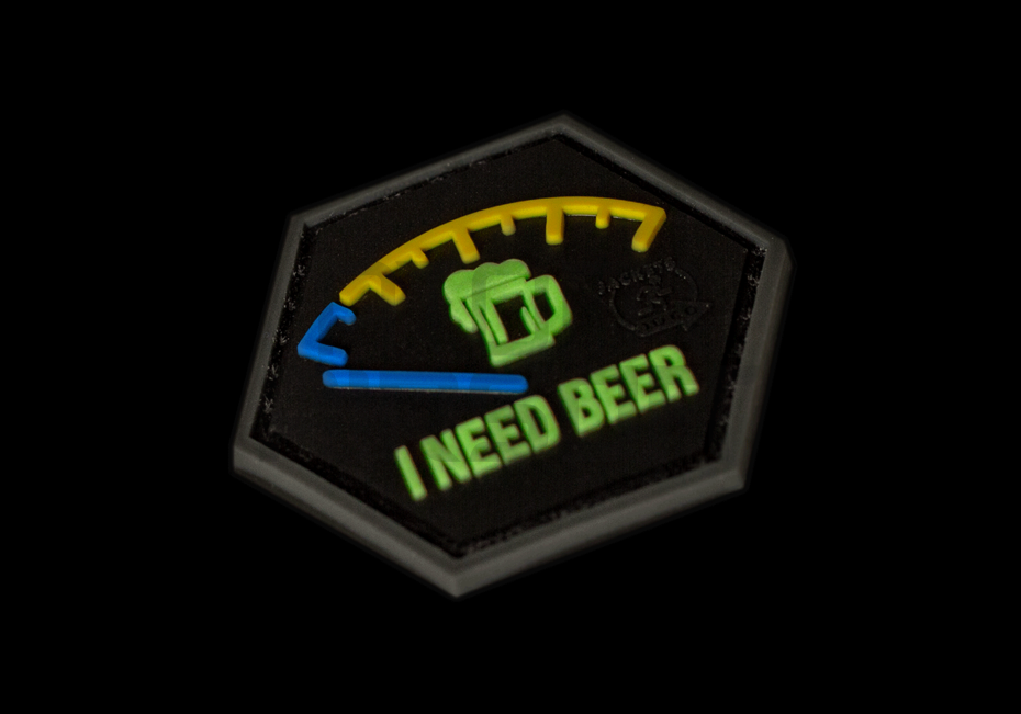 "I need beer" PVC velcromerkki