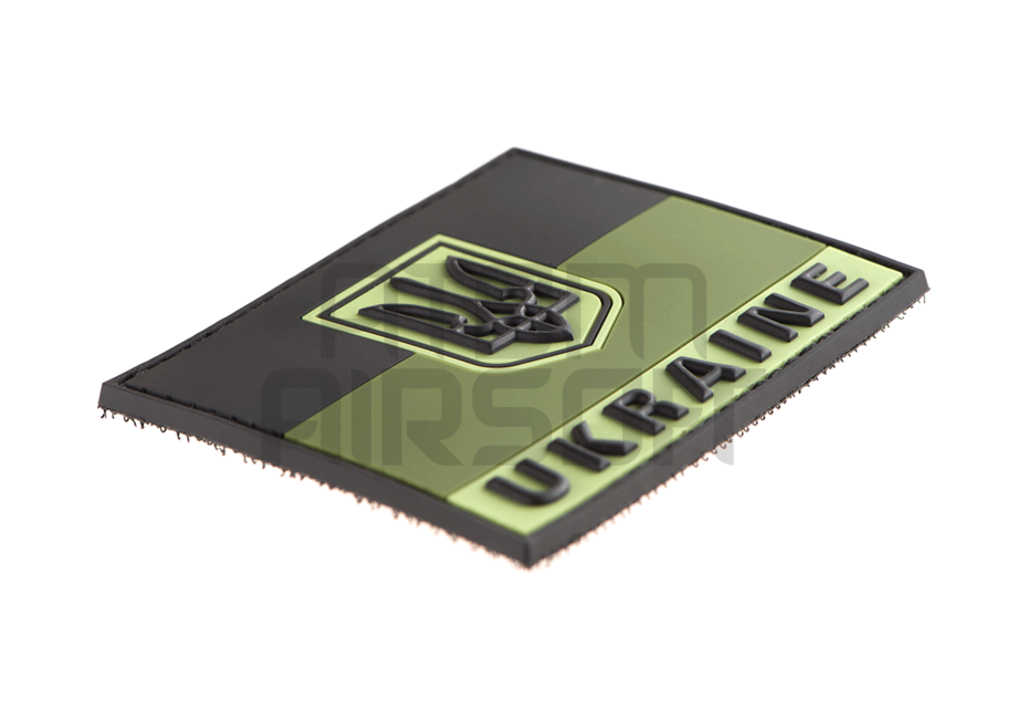 Ukrainian flag with "Ukraine" text - forest