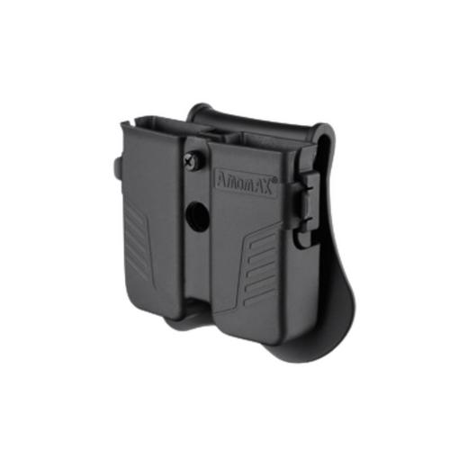 Universal pistol double magazine holster, belt mount