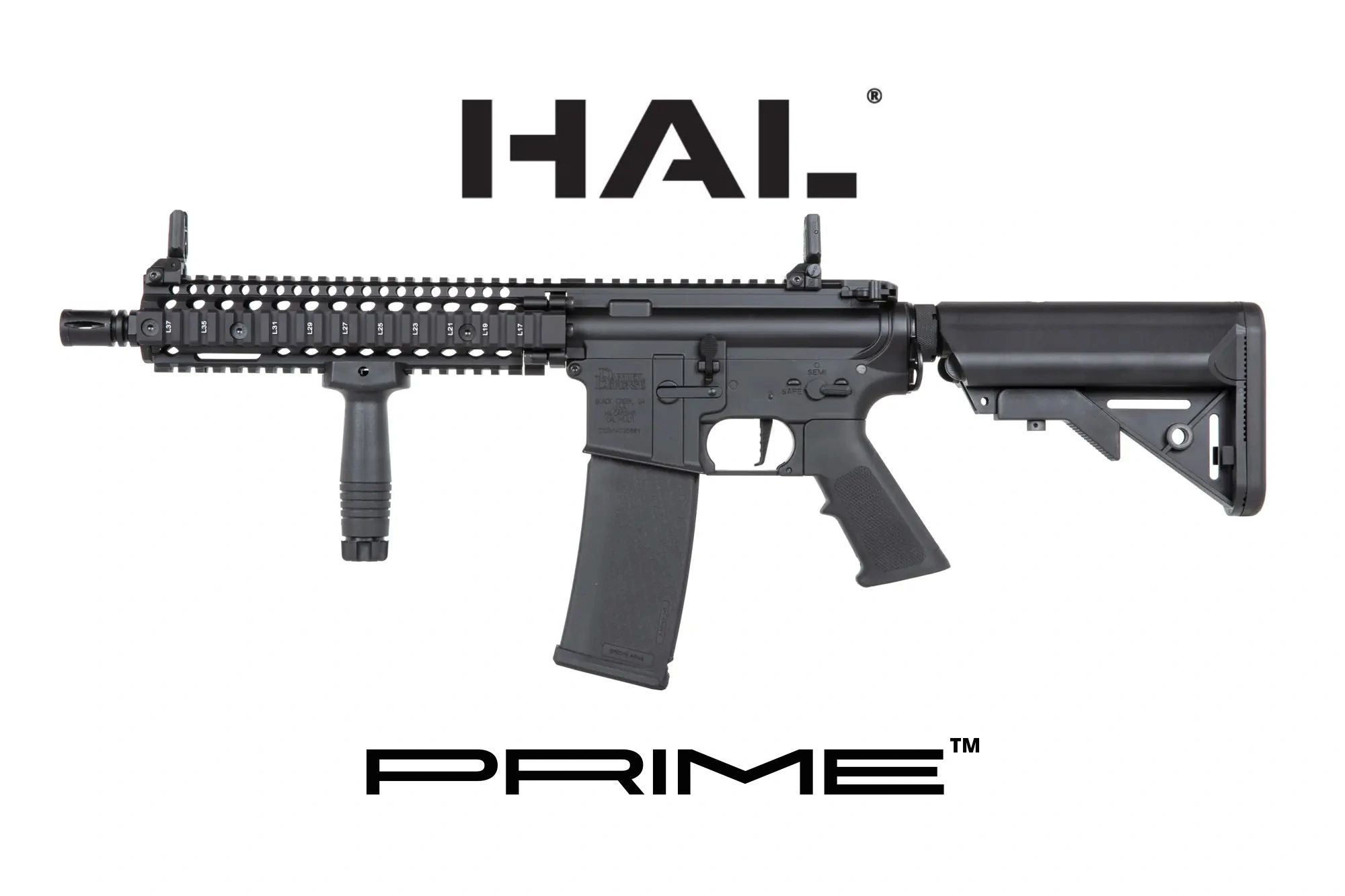 Daniel Defense® MK18 SA-P19 Prime™ HAL ETU harjattomalla moottorilla - musta