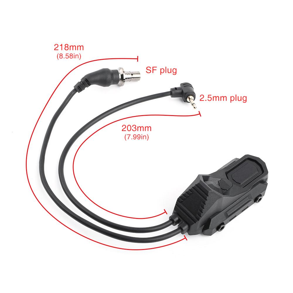 WADSN AN kaksitoiminen asevalon etäkytkin, SF-yhteensopiva & 2.5mm liitin - musta